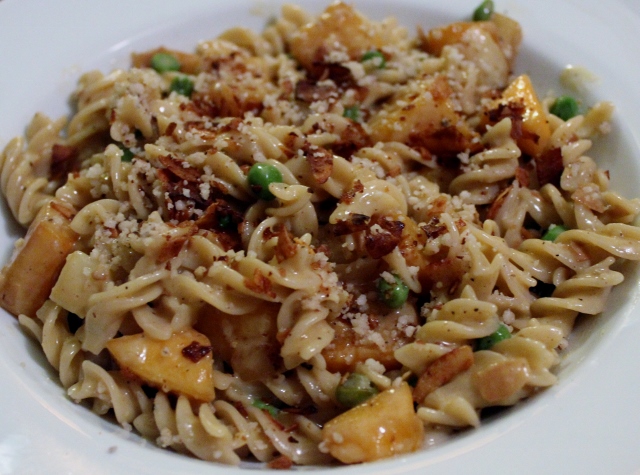 Pasta Carbonara, gluten-free, dairy-free and vegetarian