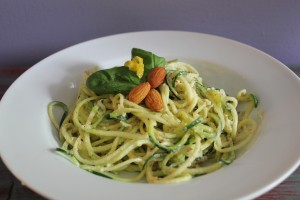 Lemon Almond Pesto with Zucchini Noodles