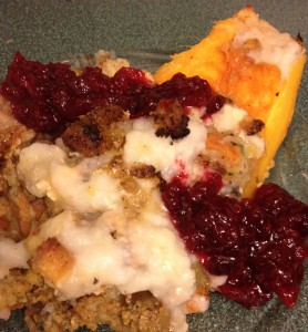 Roasted pumpkin stuffed thanksgiving cranberry sauce