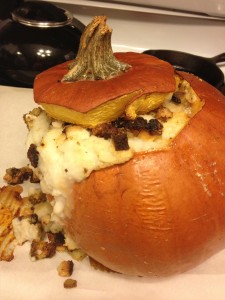 roasted stuffed pumpkin baked thanksgiving leftovers