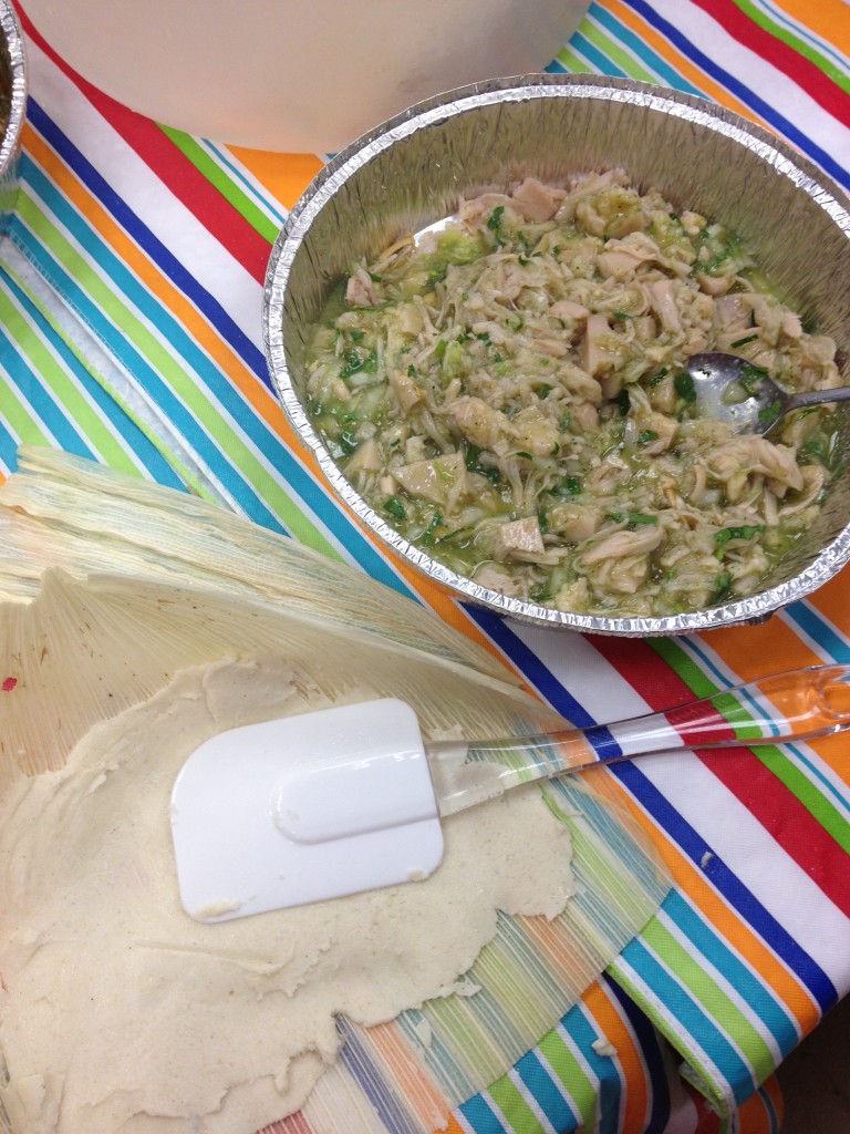 Jackfruit Tamale filling with Salsa Verde