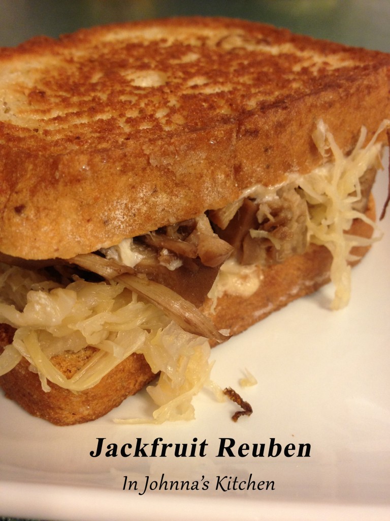 Jackfruit Reuben from In Johnna's Kitchen. Gluten-free, Dairy-Free, Vegan. 