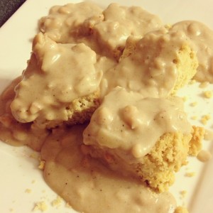 Gluten-free and Dairy-free Biscuits and Gravy from In Johnna's Kitchen