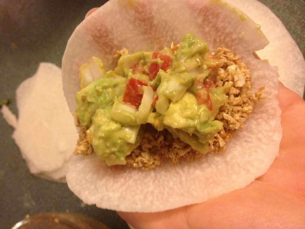 jicama taco sunflower filling and guacamole