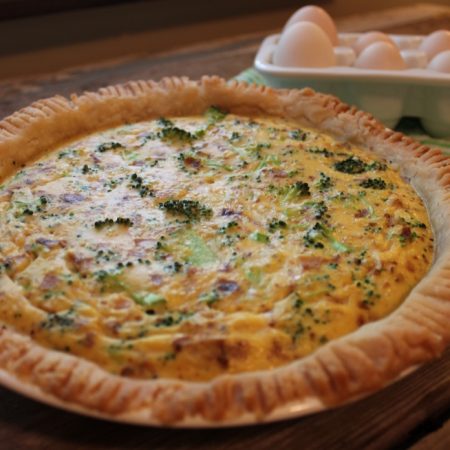 Cheesy Broccoli Bacon Quiche:Gluten-Free, Dairy-Free and Vegetarian!