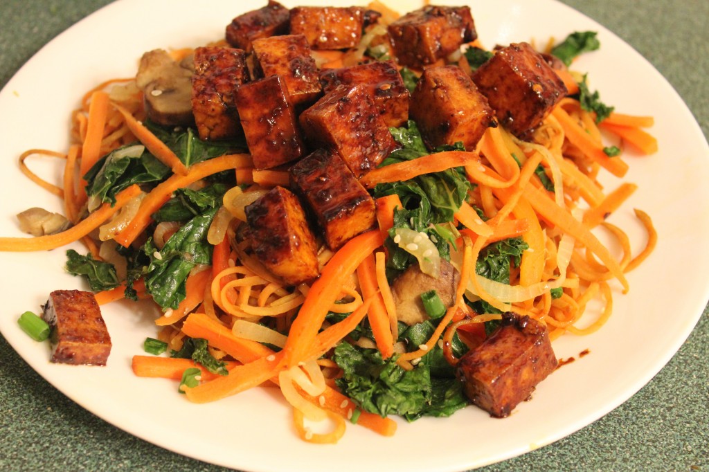 johnnas japchae with maple sesame tofu