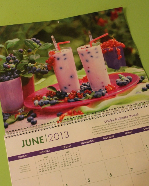 double blueberry shakes calendar in johnnas kitchen