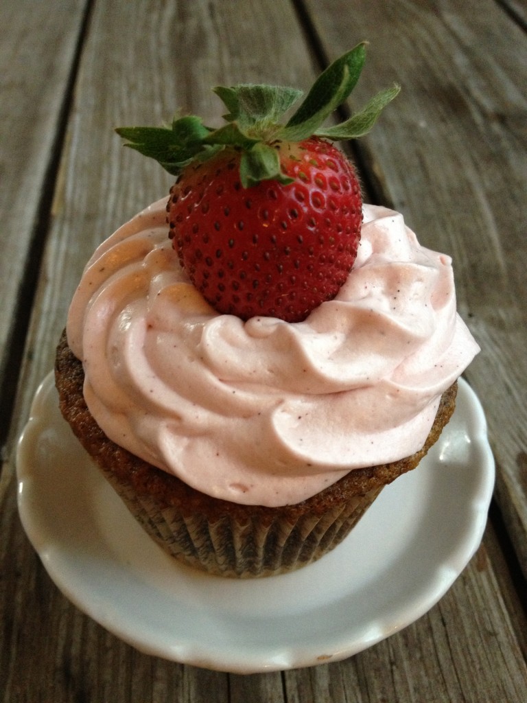 Dairy Free Strawberry Cream Cheese Frosting from In Johnna's Kitchen