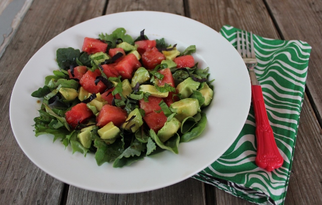 watermelon avocado basil salad 