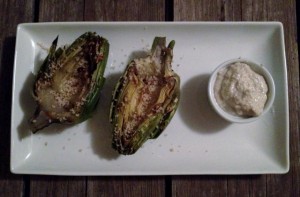 roasted artichokes with lemon garlic aioli in johnna's kitchen