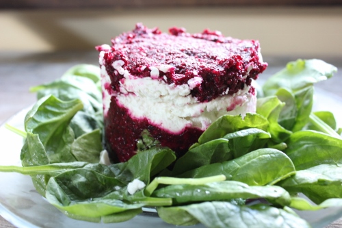 in johnna's kitchen layered roasted beet and goat cheese salad 