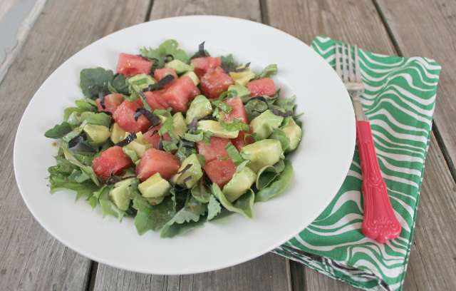 Watermelon Basil Avocado Salad | In Johnna's Kitchen