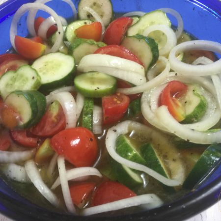 Cucumber Onion Tomato Salad | In Johnna's Kitchen