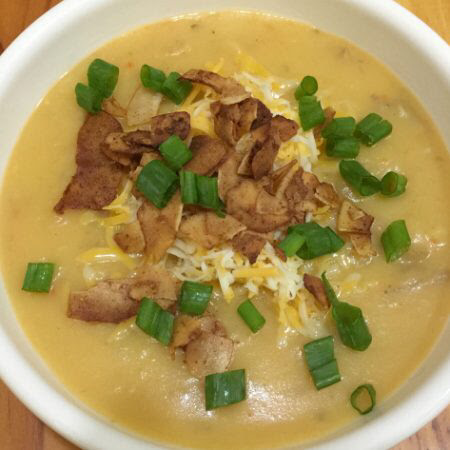 Potato Vegetable Chowder with Coconut Bacon | In Johnna's Kitchen