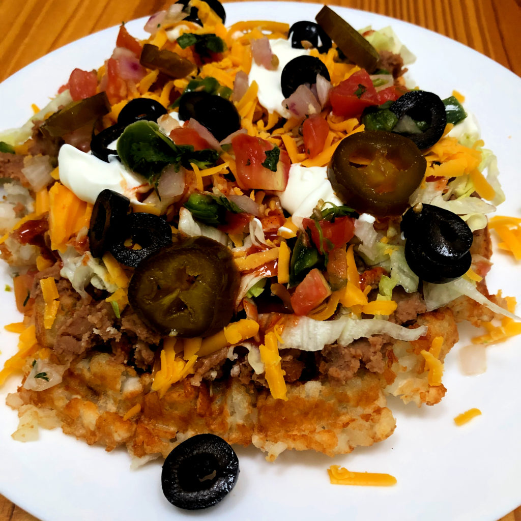 Tot-Tada, Waffled Tater Tot Tostada | In Johnna's Kitchen