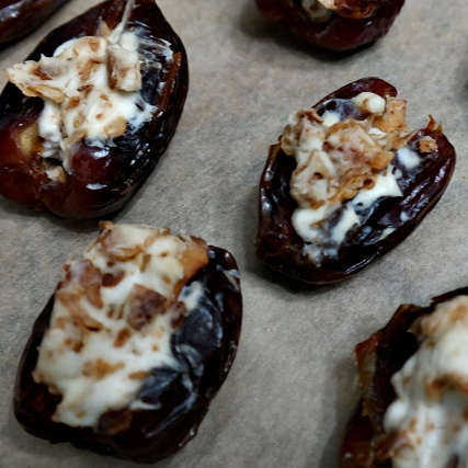 Bacon Cream Cheese Stuffed Dates | In Johnna's Kitchen