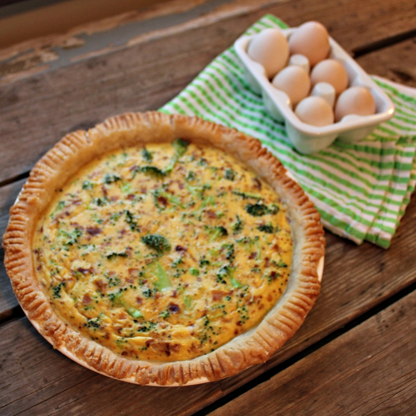 Cheesy Broccoli Bacon Quiche | In Johnna's Kitchen